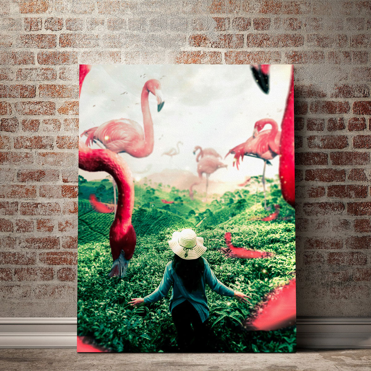 Woman With Flamingos