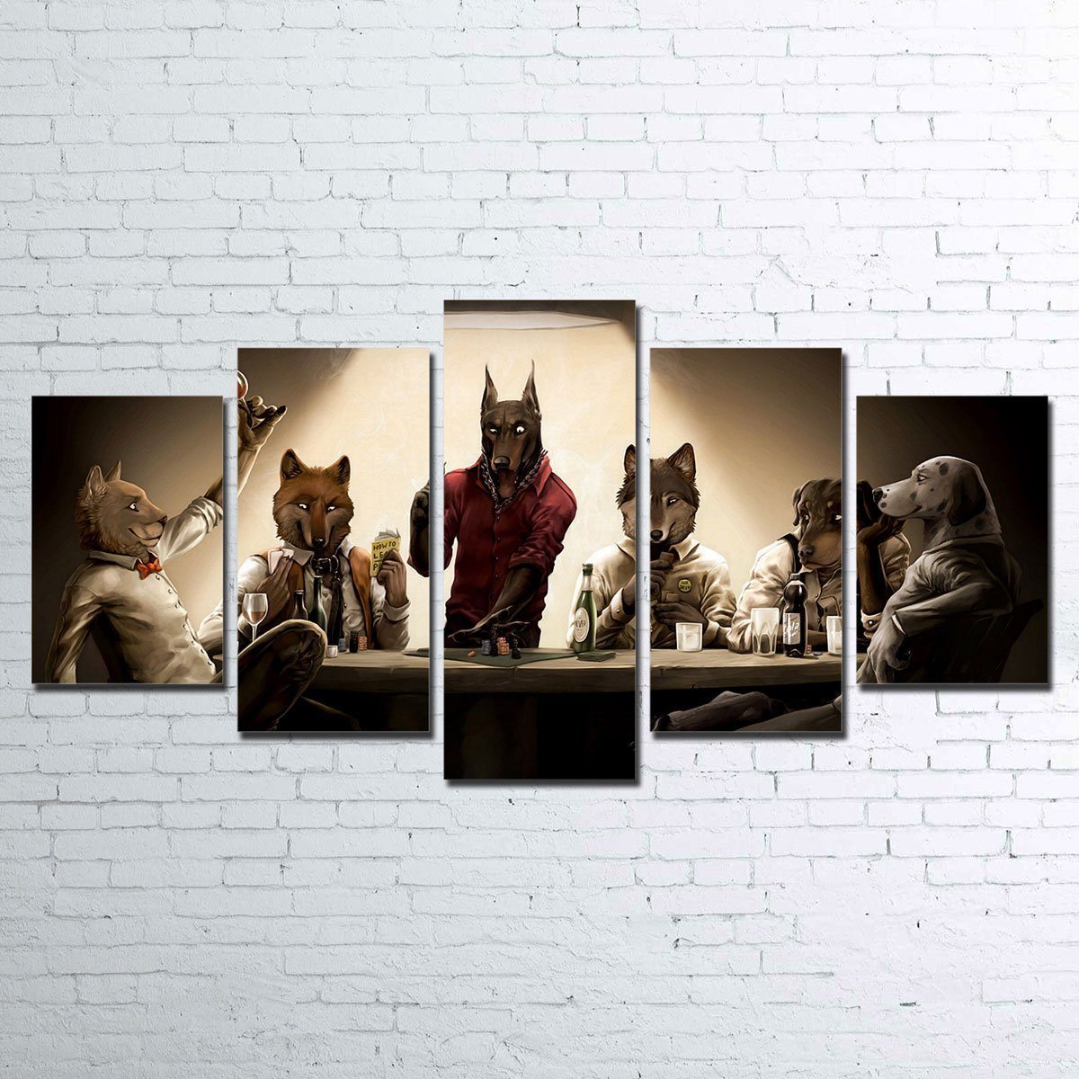 Canvas - Poker Dogs V2 5 Piece Canvas Set