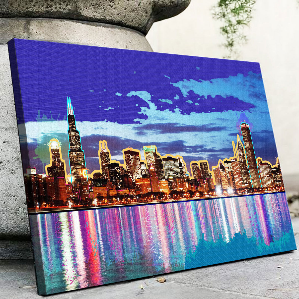 Neon Chicago Skyline Wall Art