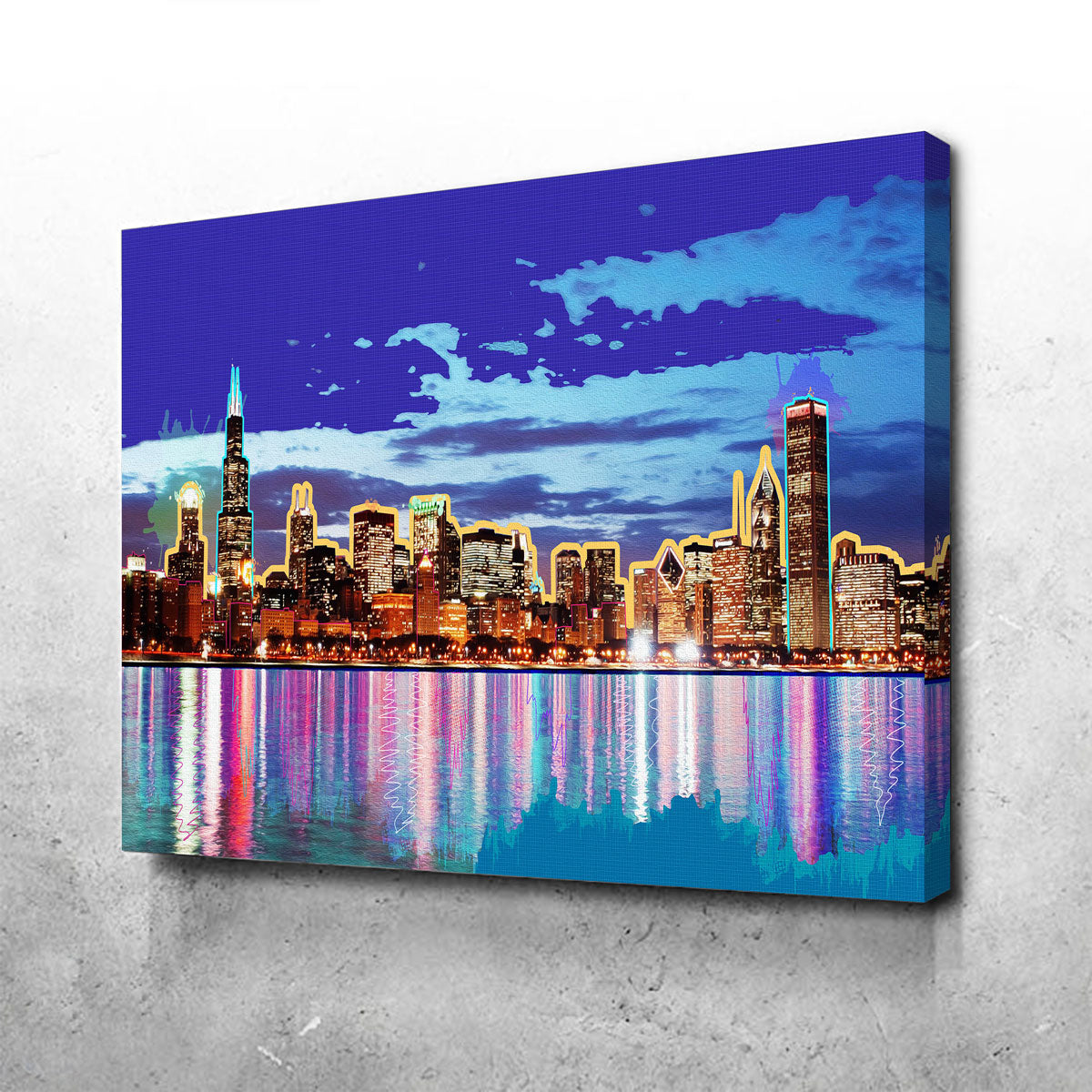 Neon Chicago Skyline Wall Art