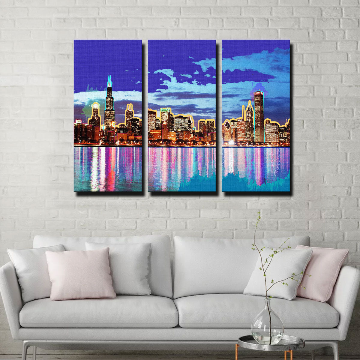 Neon Chicago Skyline Wall Art