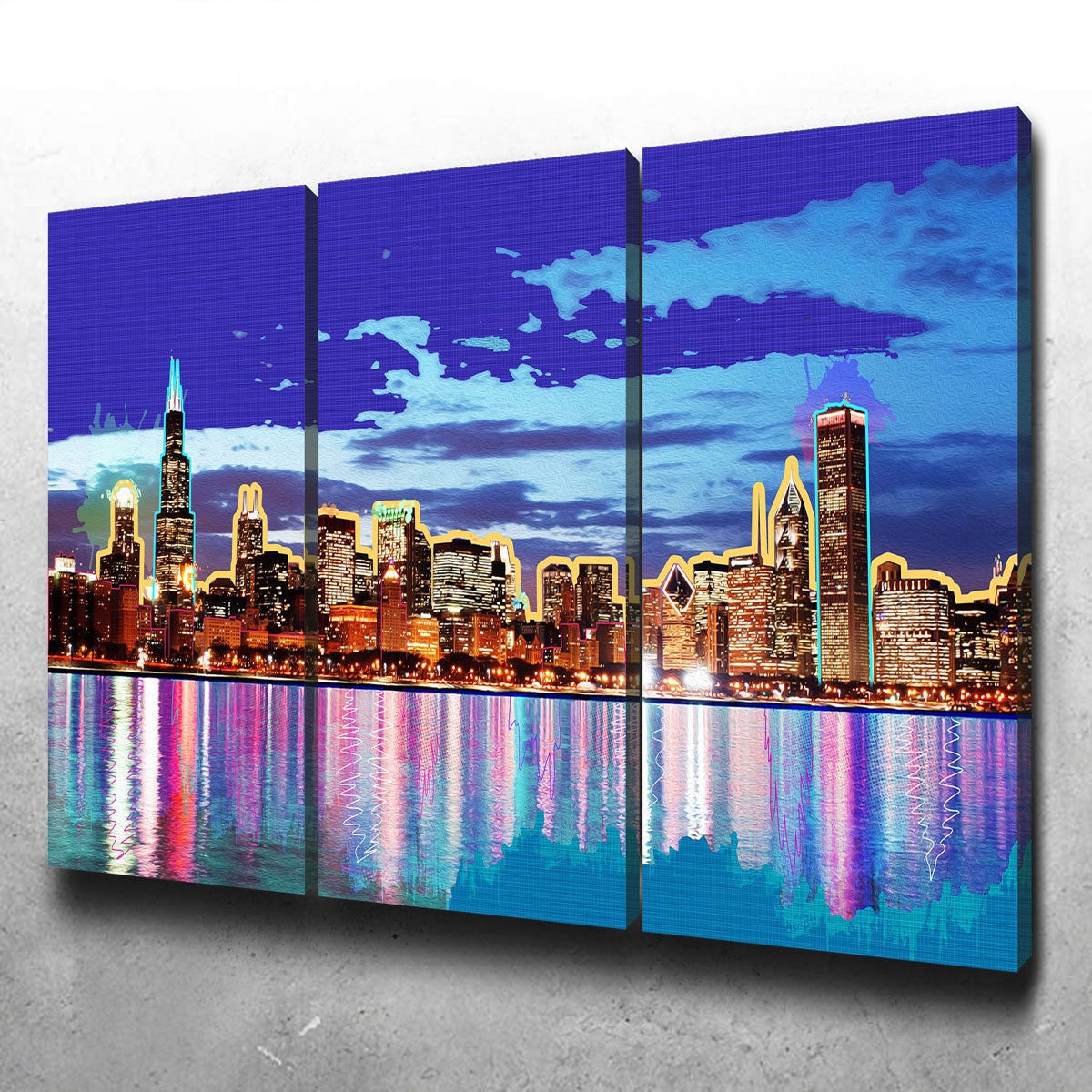 Neon Chicago Skyline Wall Art