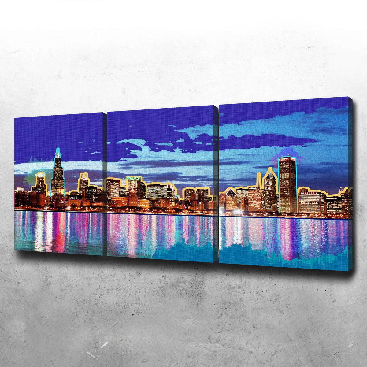 Neon Chicago Skyline Wall Art