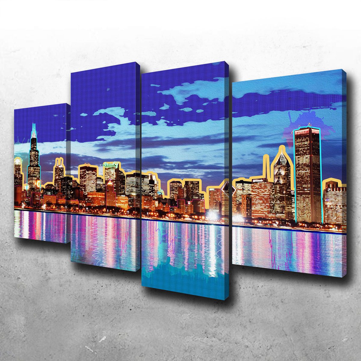 Neon Chicago Skyline Wall Art