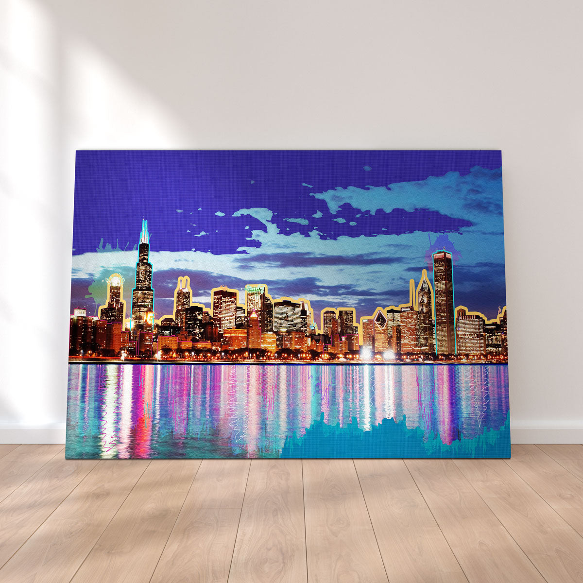 Neon Chicago Skyline Wall Art