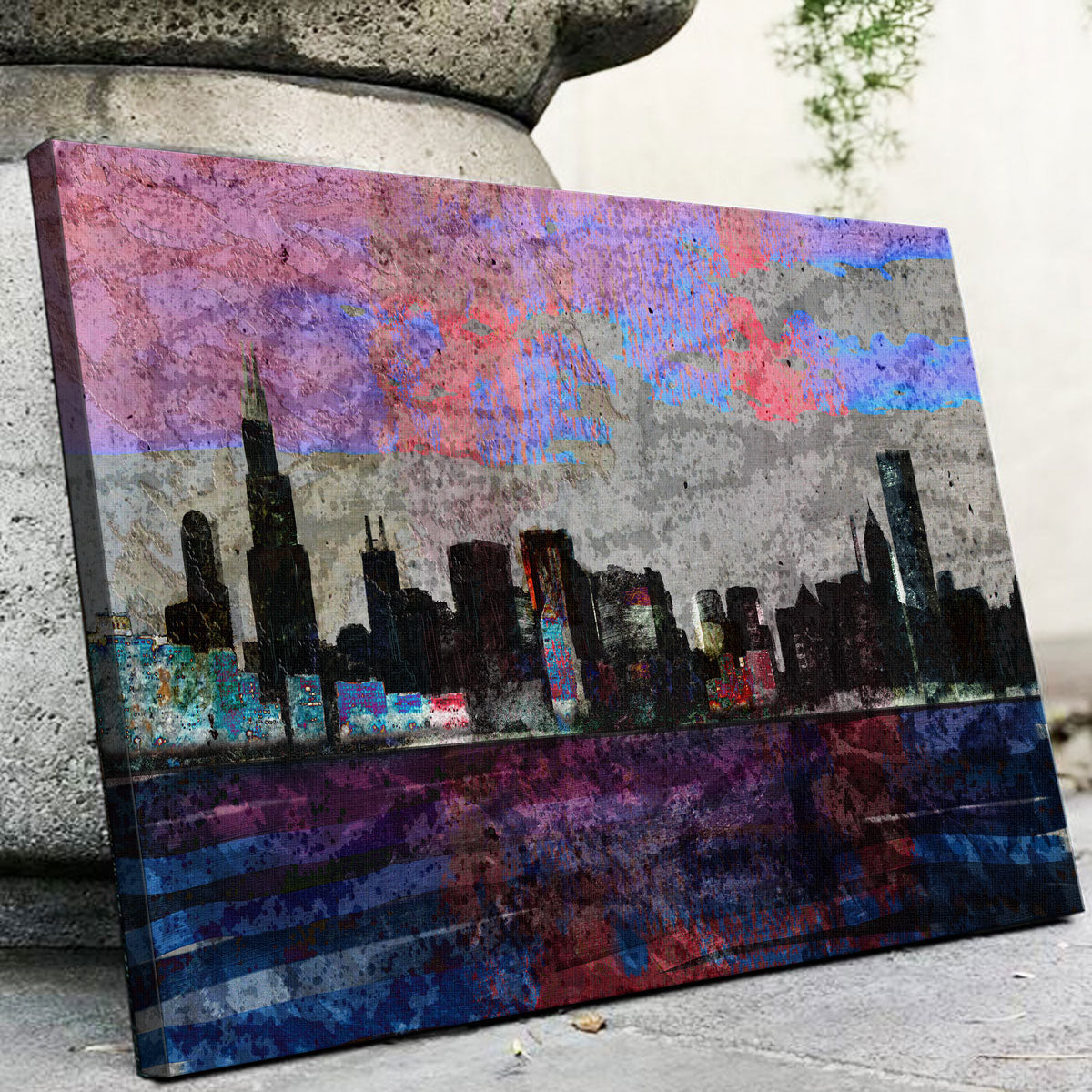 Dark Chicago Skyline Wall Art