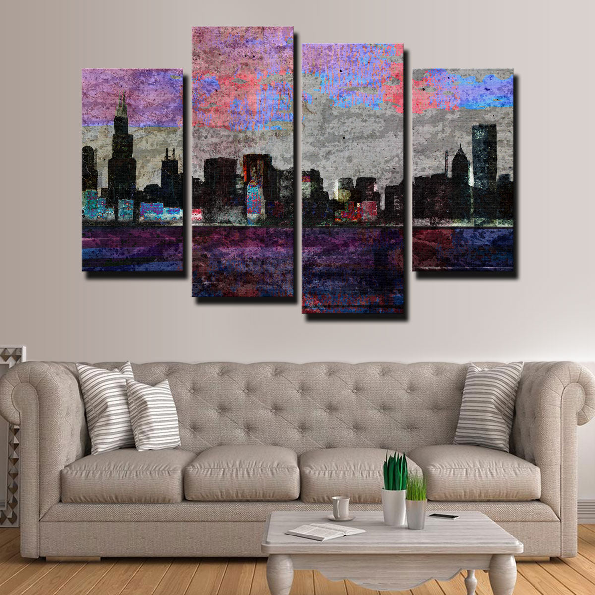 Dark Chicago Skyline Wall Art