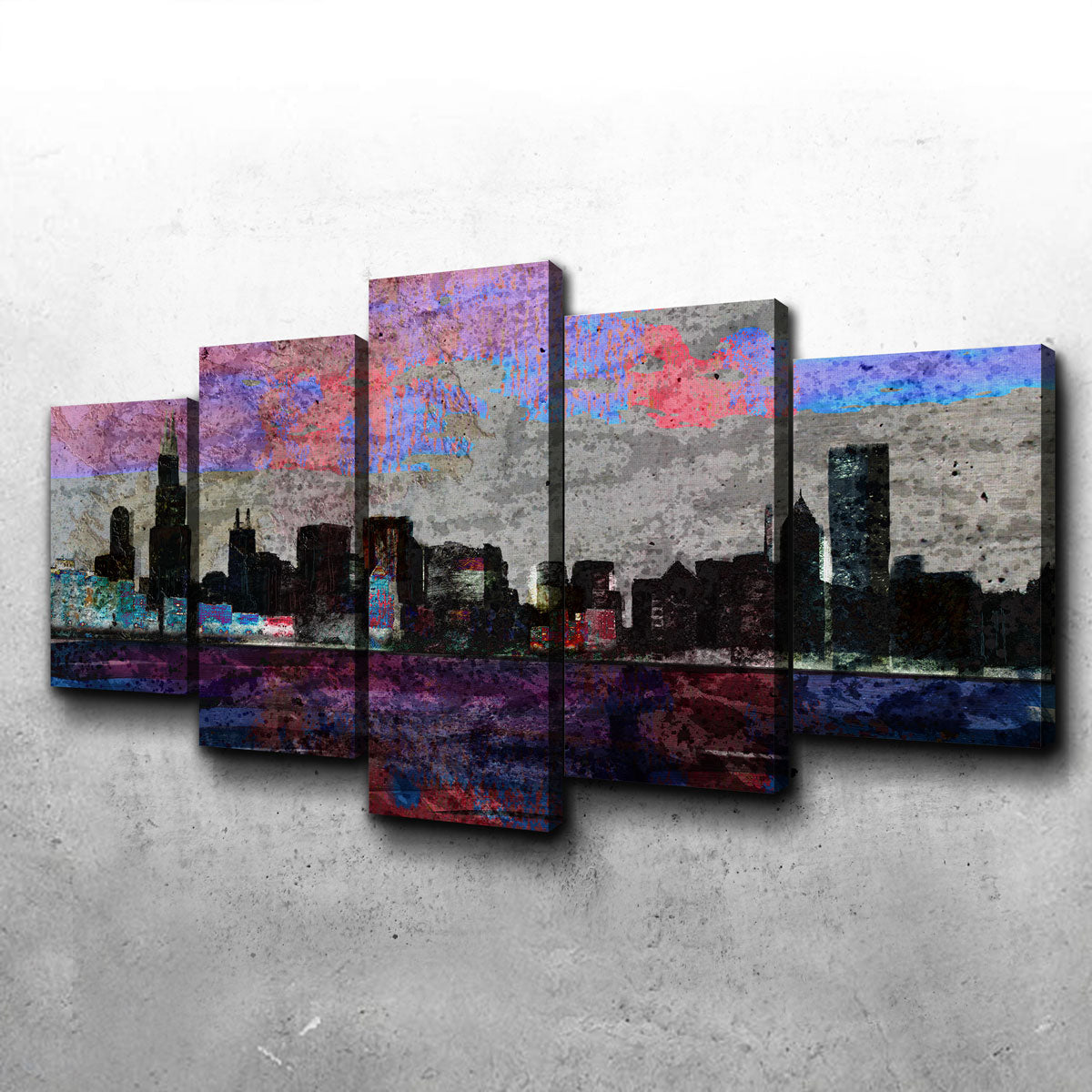 Dark Chicago Skyline Wall Art