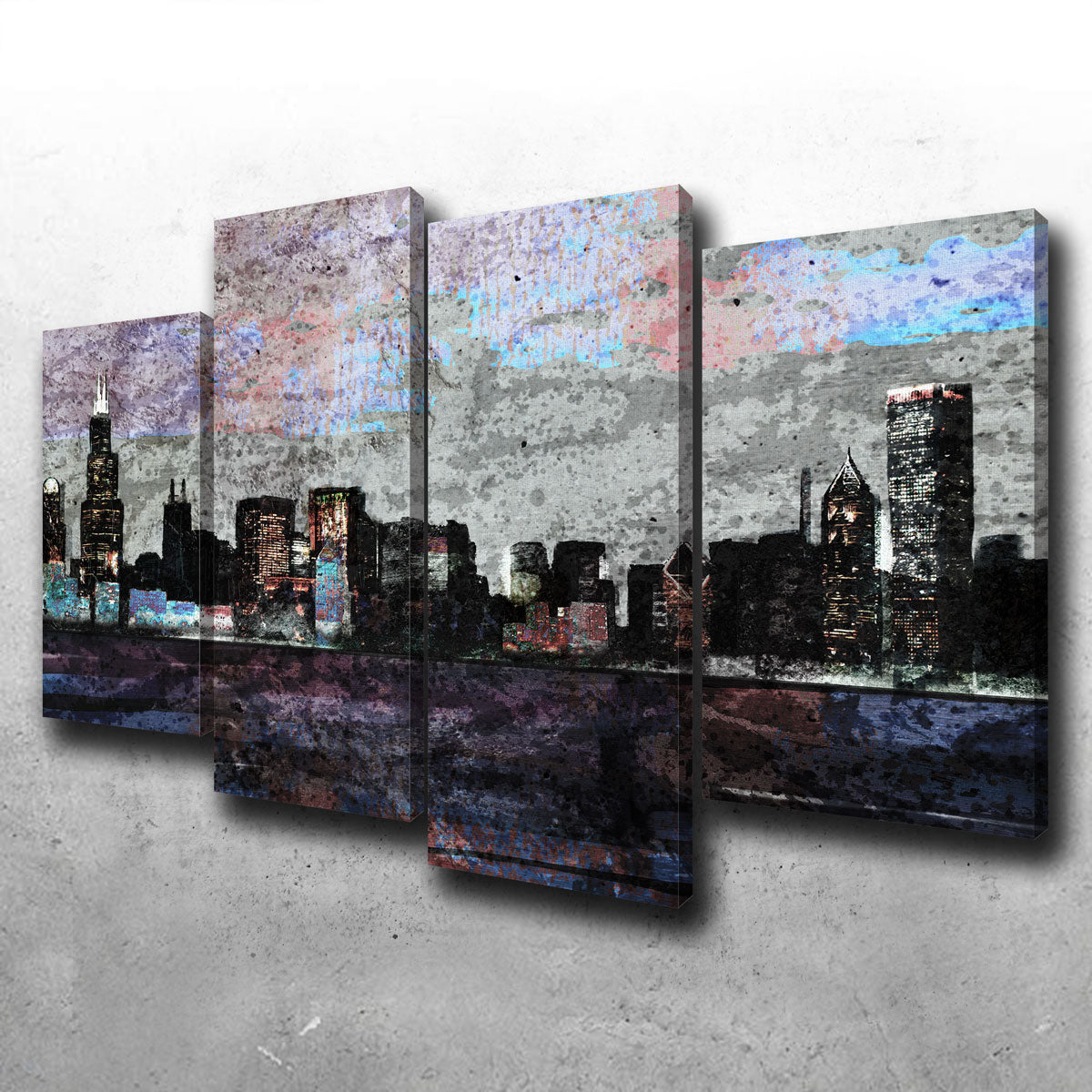 Dusk Chicago Skyline Canvas Set
