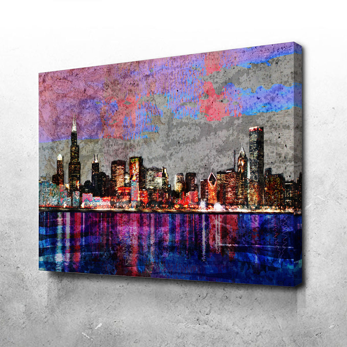 NAN Wind Pcs Wall Art Beautiful Detroit Skyline Black ＆ White Canvas Art Paintings for Room Decor Cityscape Skyscrapers Night Scene Picture Prints - 1
