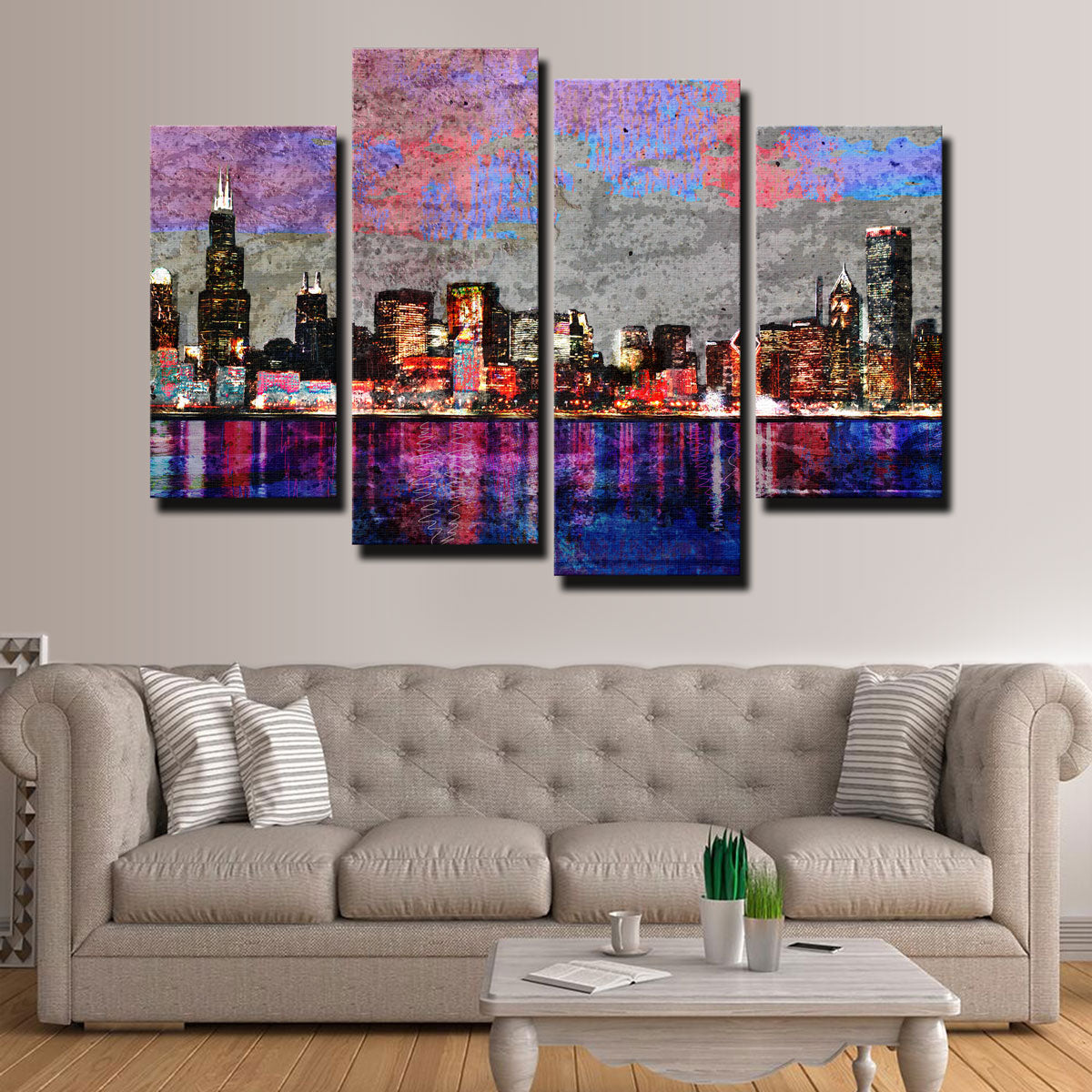 Abstract Chicago Skyline Wall Art