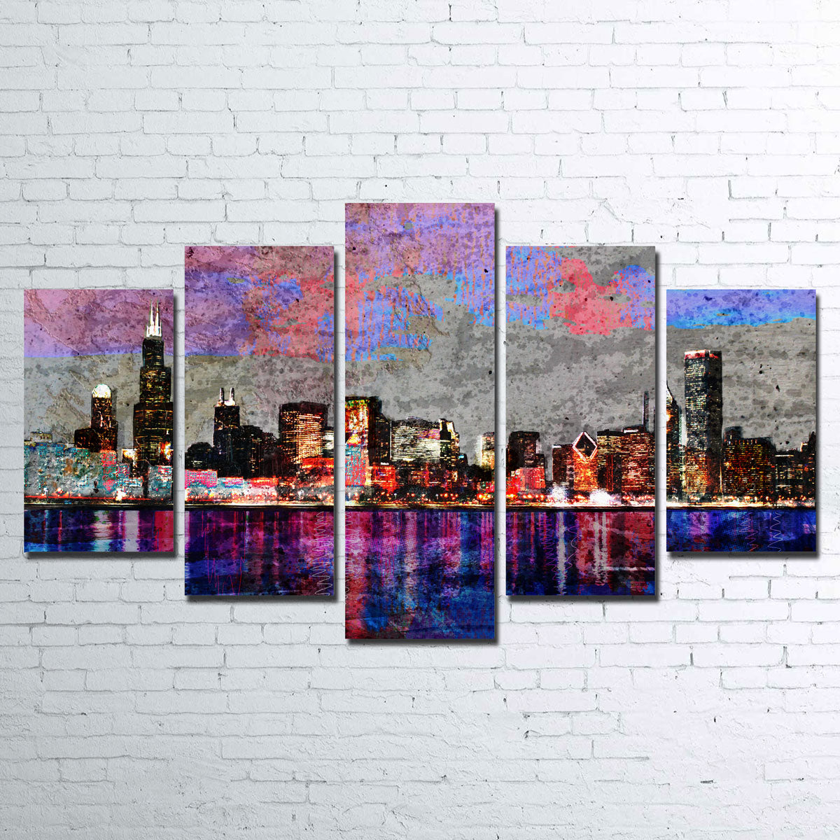 Abstract Chicago Skyline Canvas Set