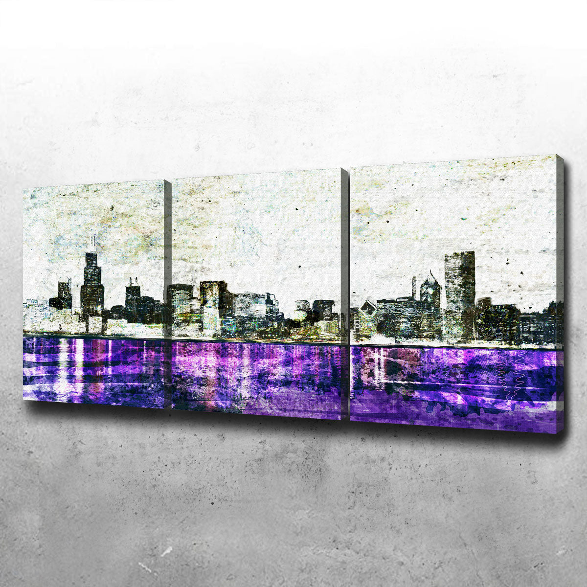 Whiteout Chicago Skyline Canvas Set