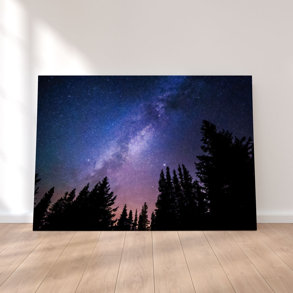 Conifers Reaching To Milky Way Wall Art