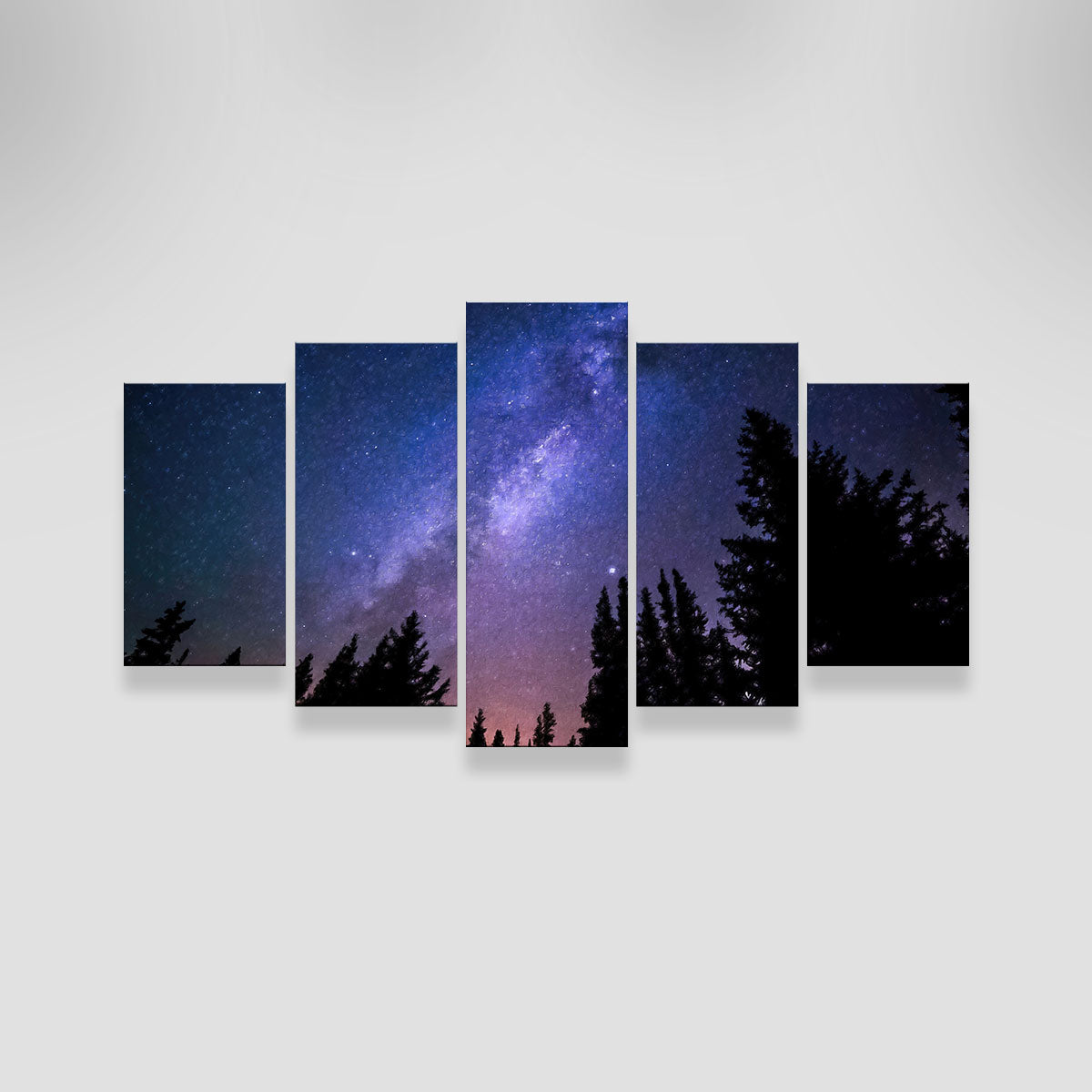 Conifers Reaching To Milky Way Wall Art