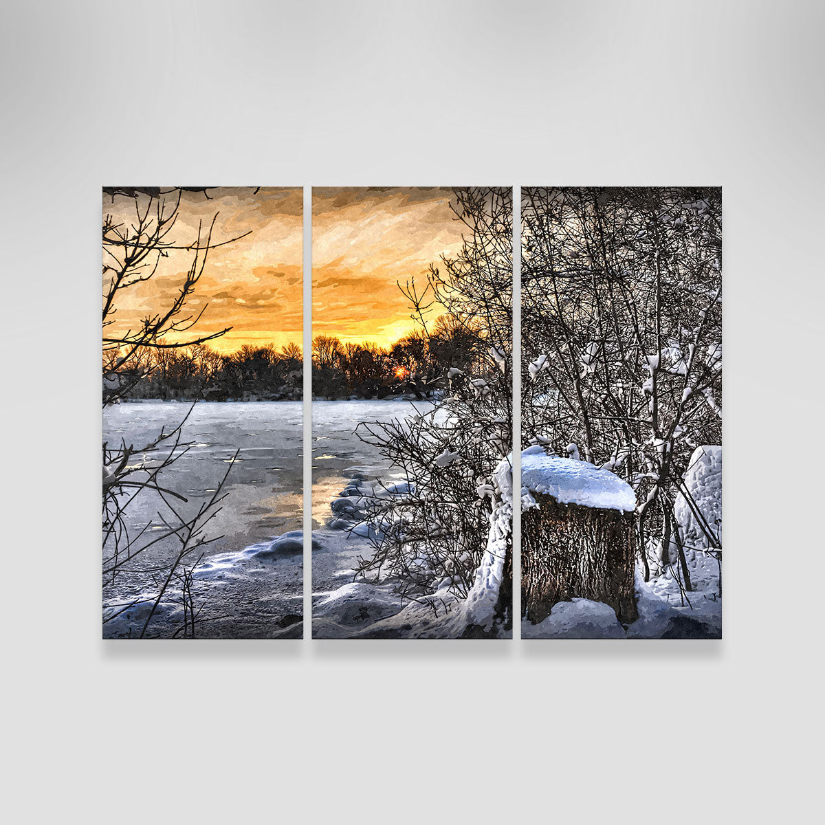Frozen Lake At Sunset Wall Art