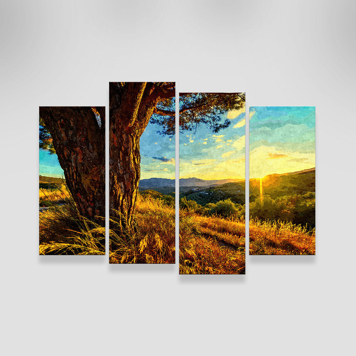 Gnarled Tree At Sunset- Wall Art