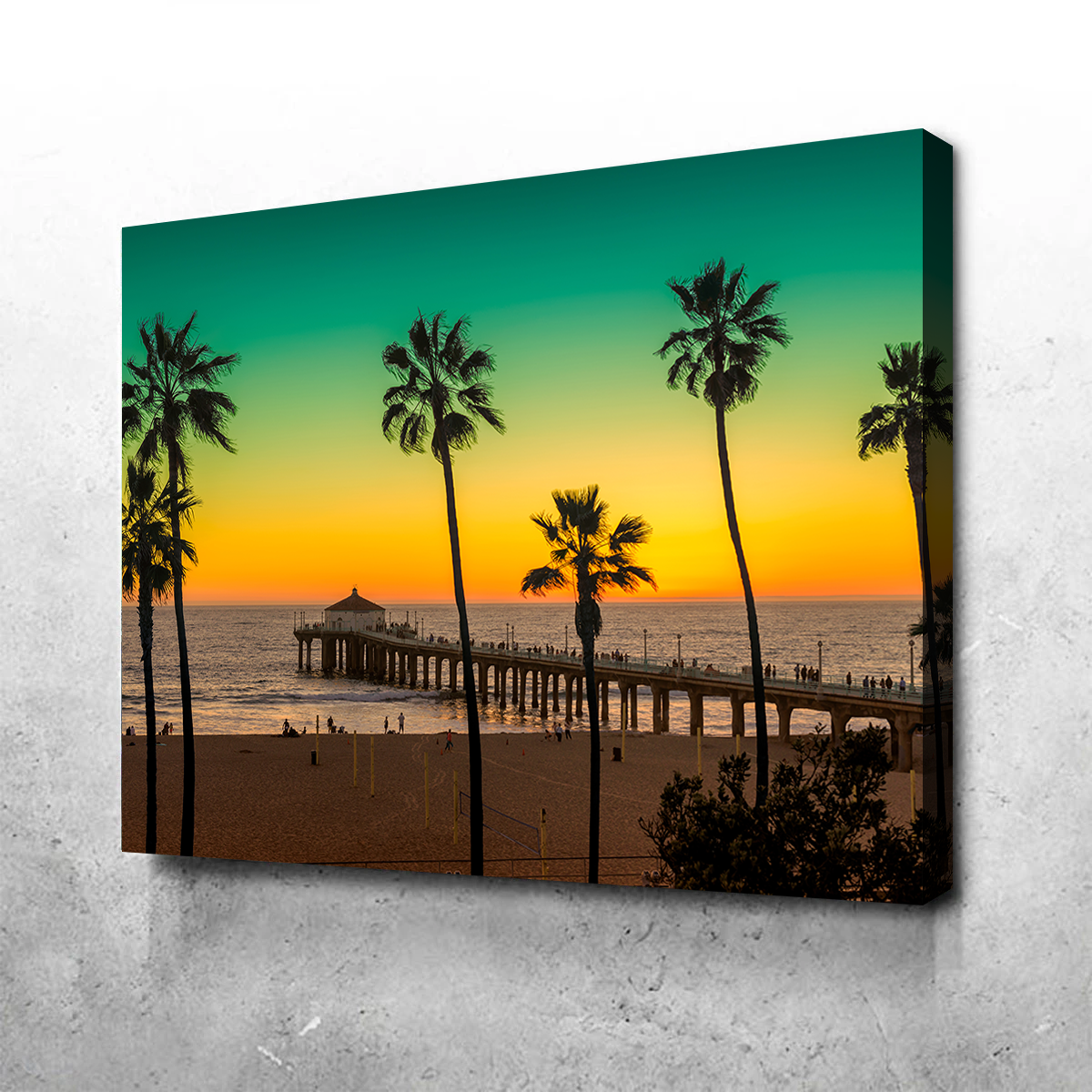 Palm Trees and Pier on Manhattan Beach Wall Art