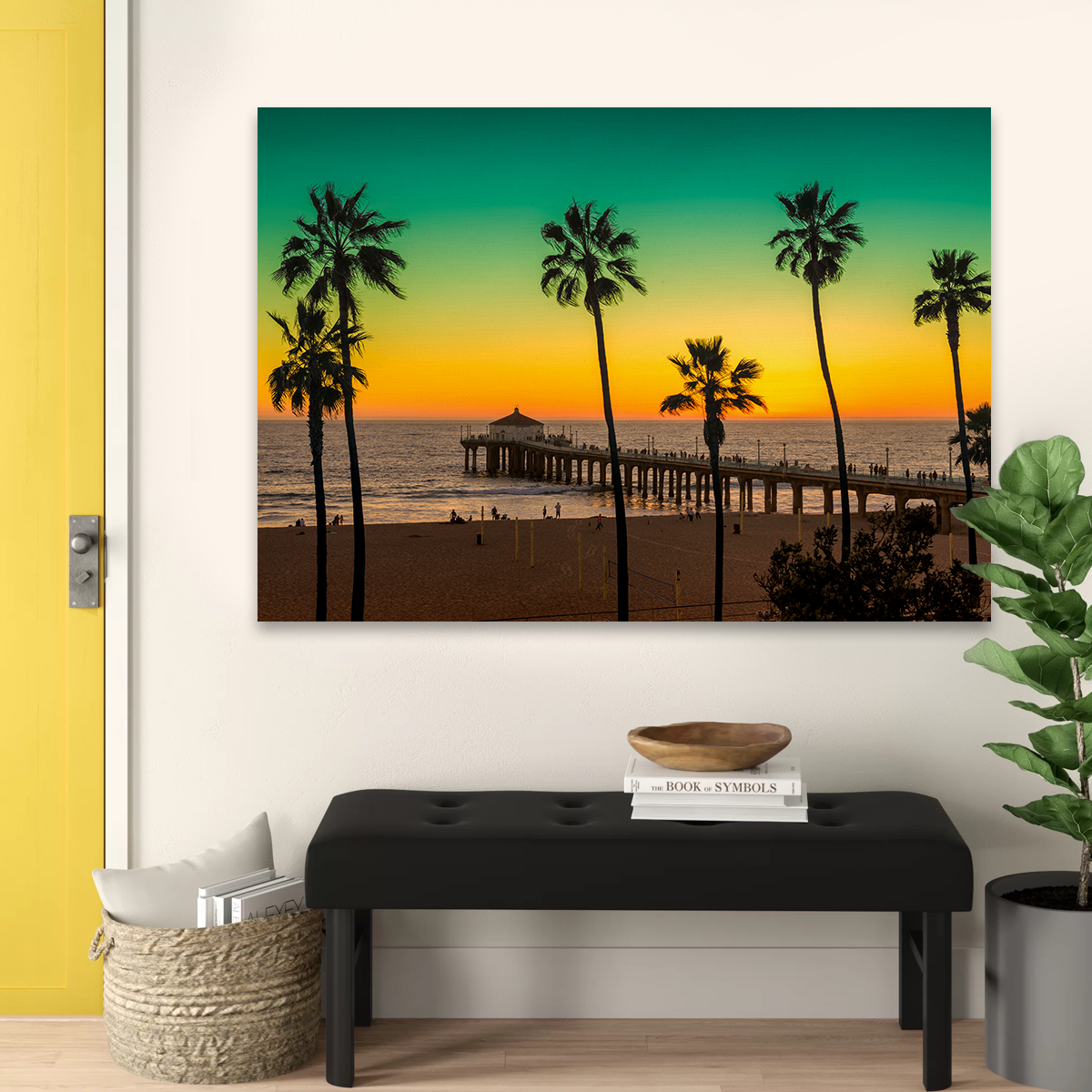 Palm Trees and Pier on Manhattan Beach Wall Art