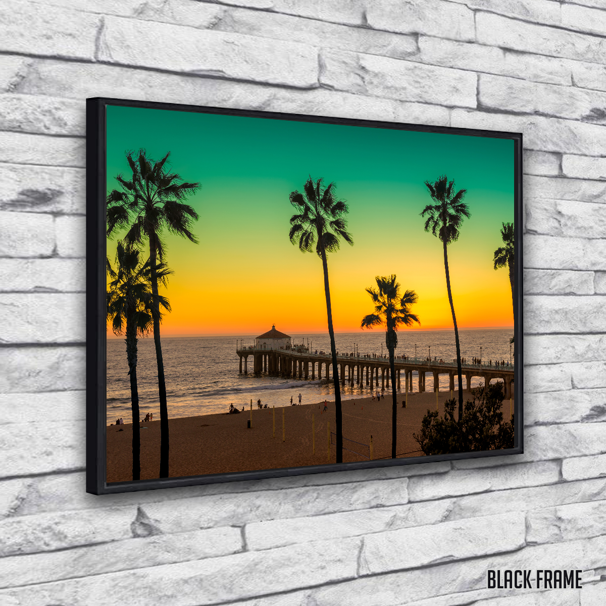 Palm Trees and Pier on Manhattan Beach Wall Art