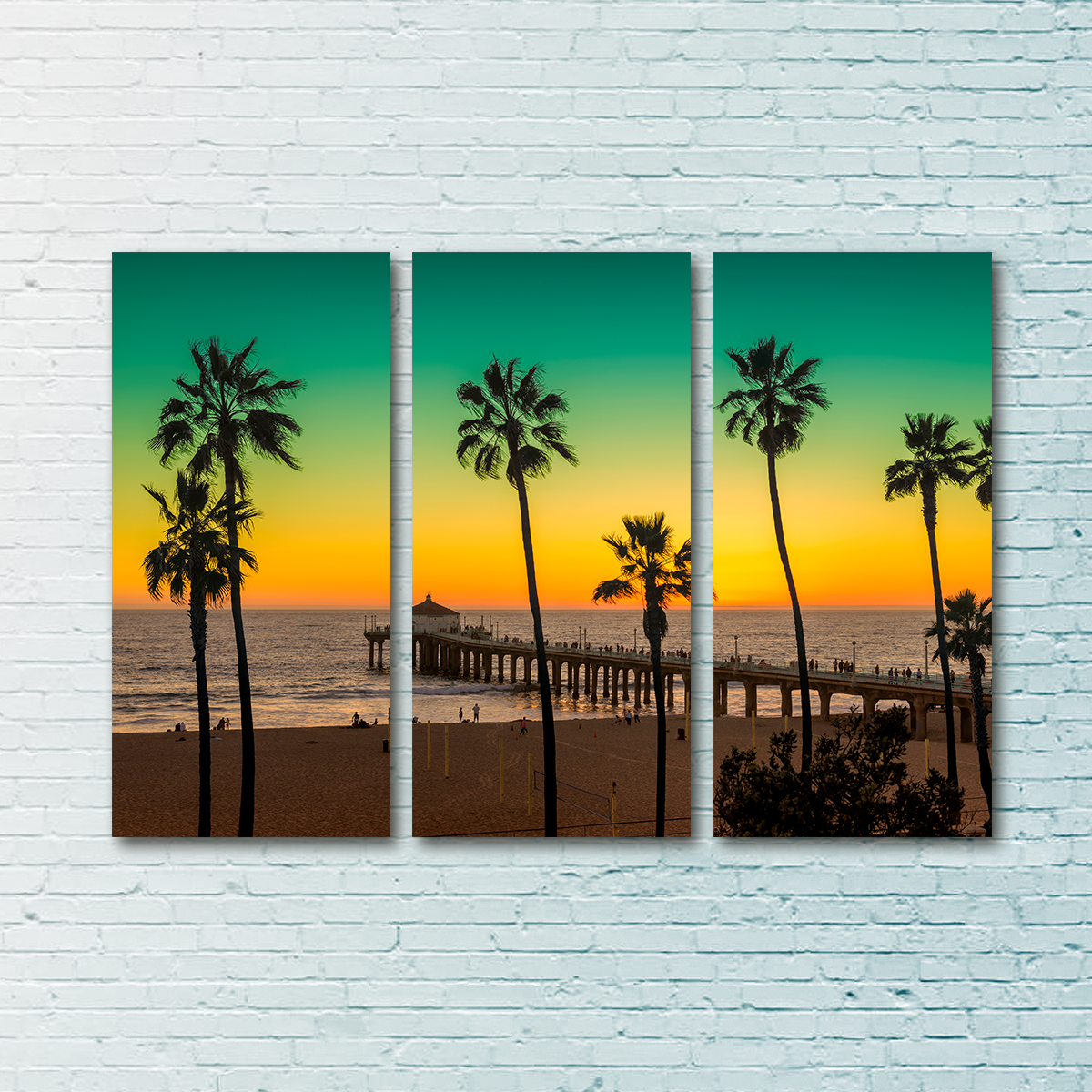 Palm Trees and Pier on Manhattan Beach Wall Art