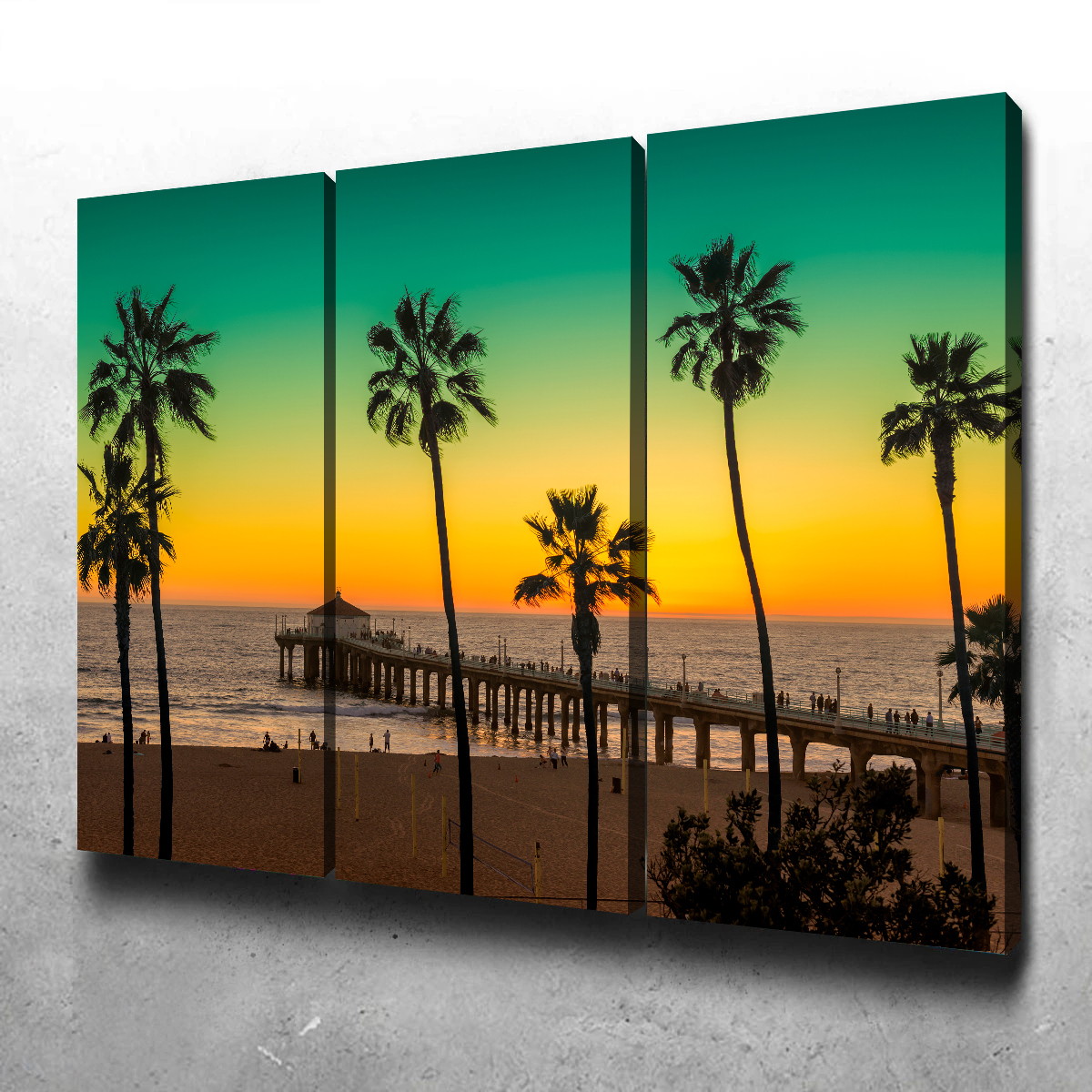 Palm Trees and Pier on Manhattan Beach Wall Art