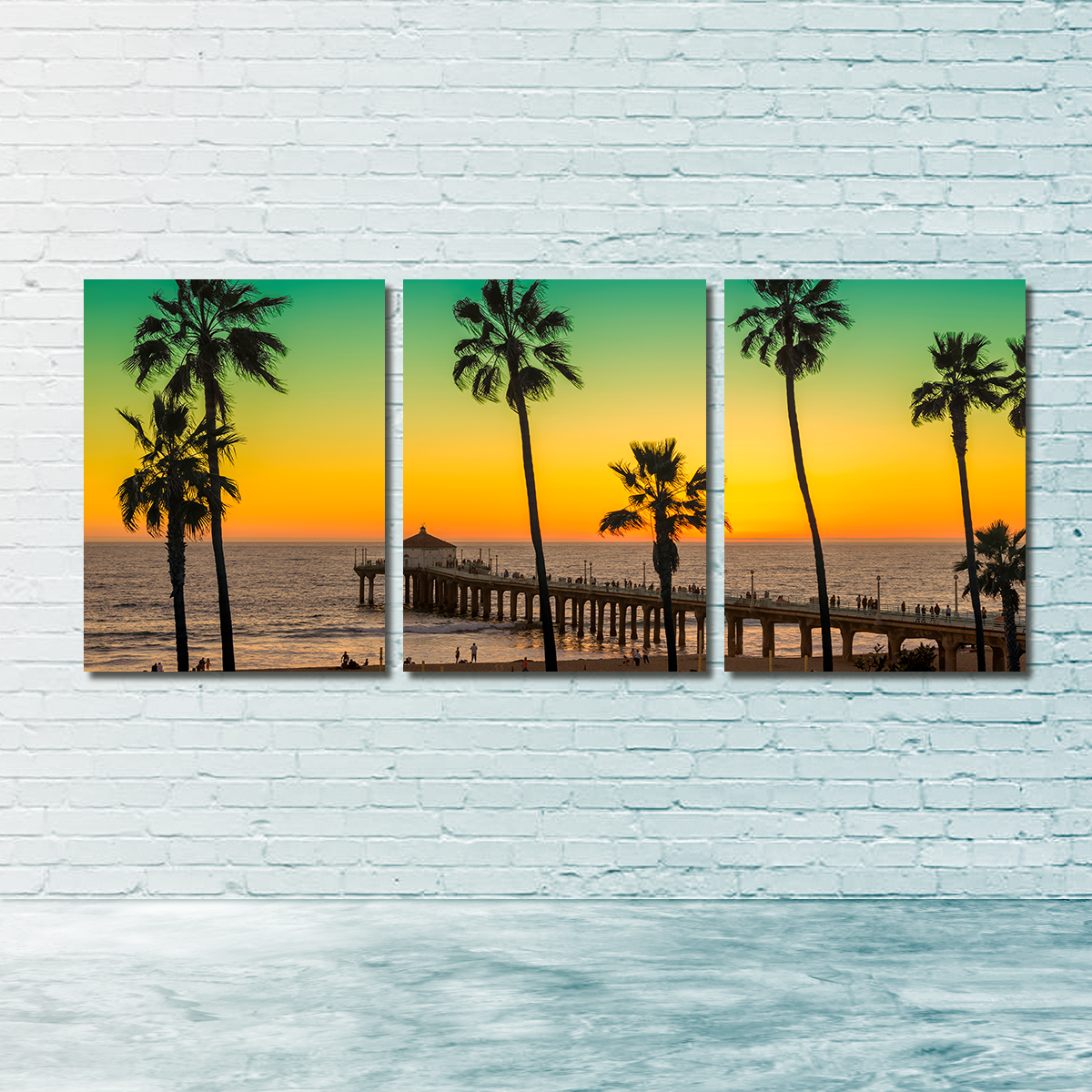 Palm Trees and Pier on Manhattan Beach Wall Art