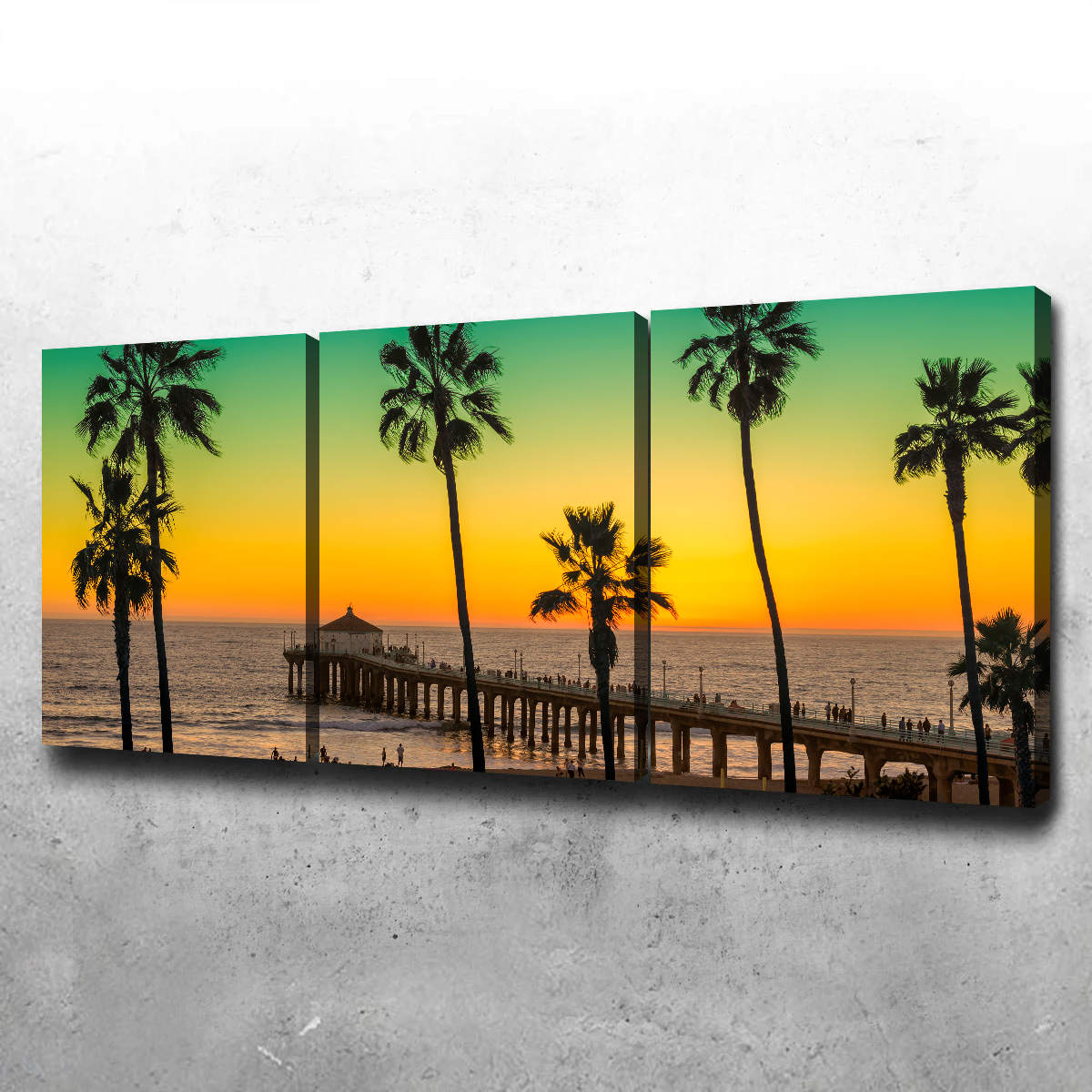 Palm Trees and Pier on Manhattan Beach Wall Art
