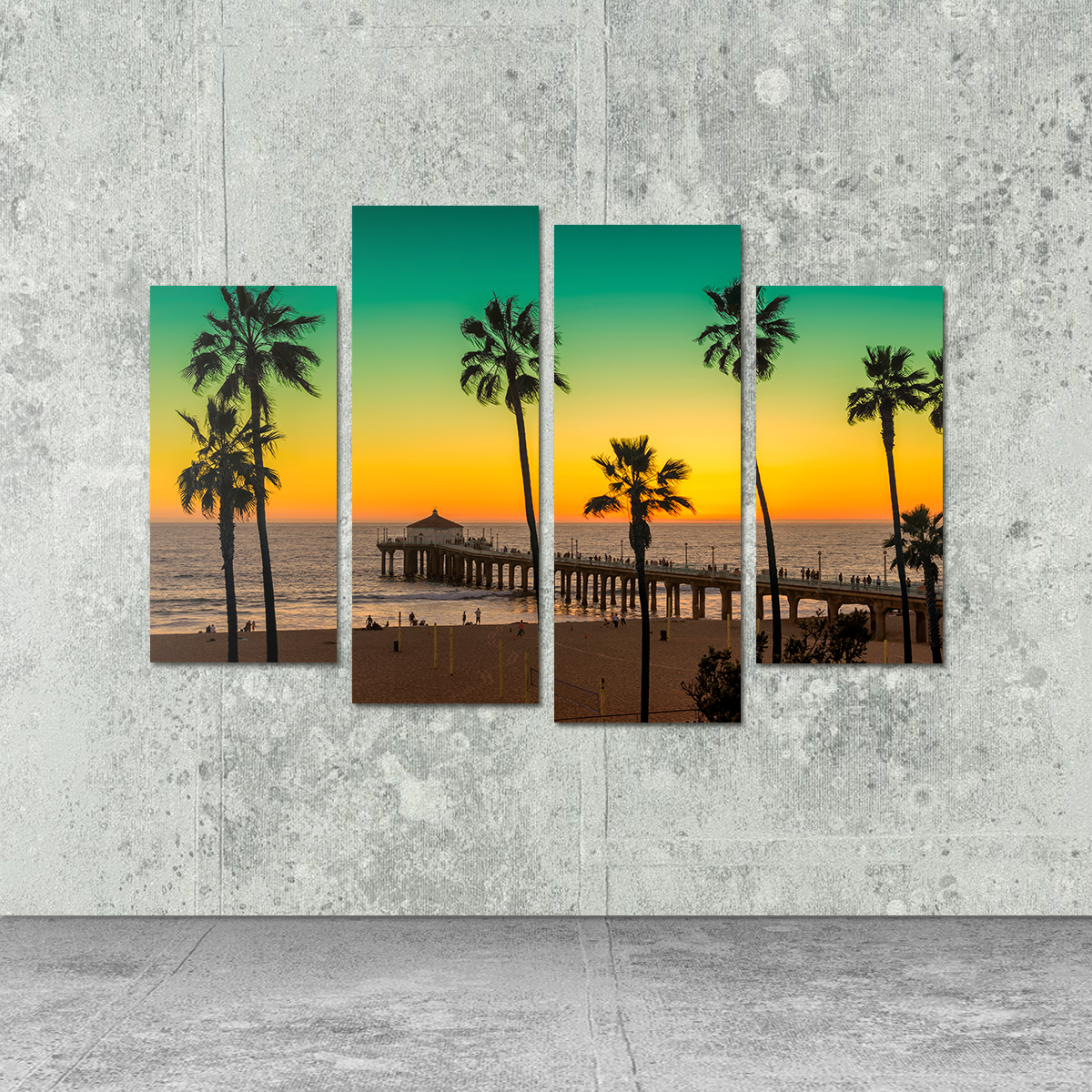 Palm Trees and Pier on Manhattan Beach Wall Art