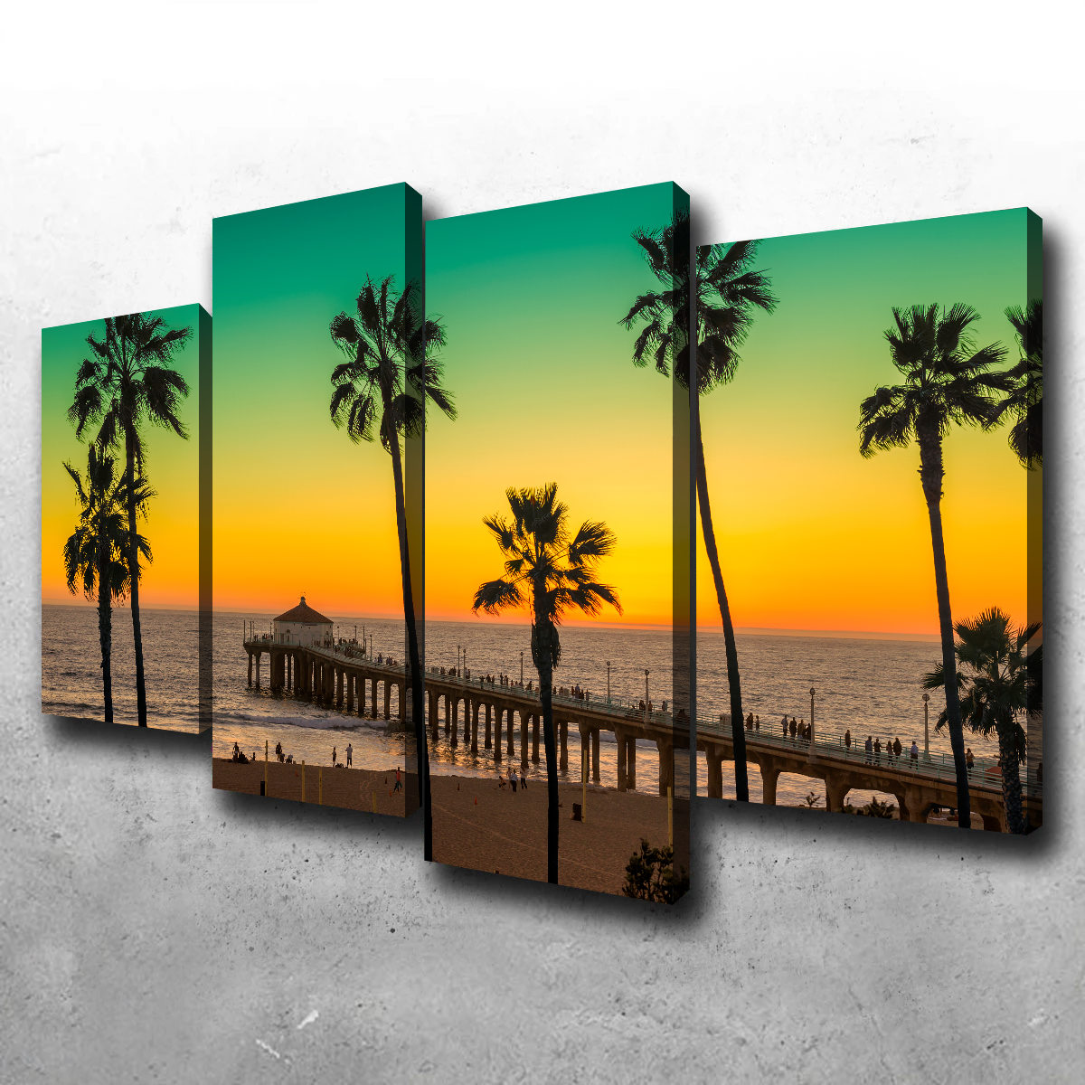 Palm Trees and Pier on Manhattan Beach Wall Art