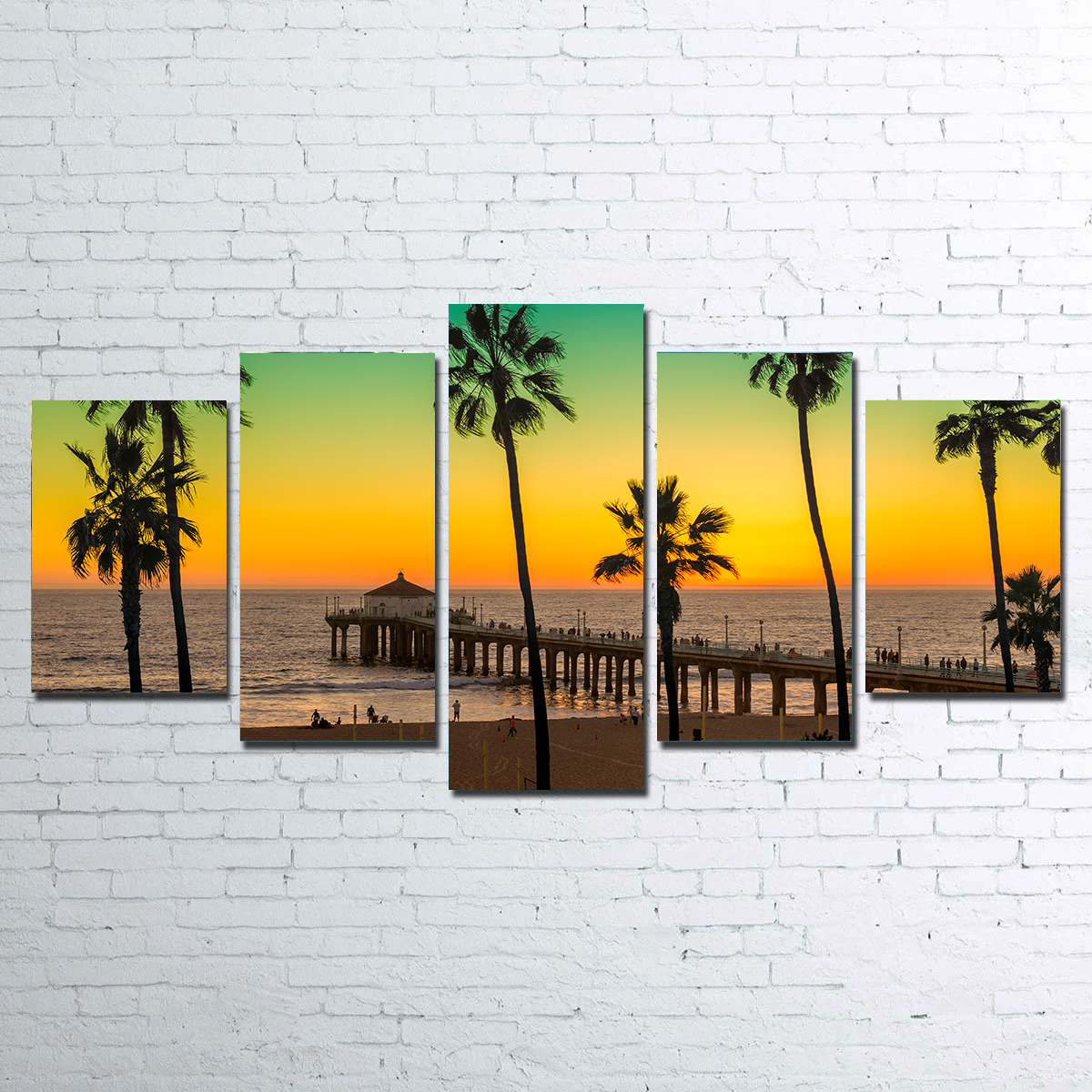 Palm Trees and Pier on Manhattan Beach Wall Art