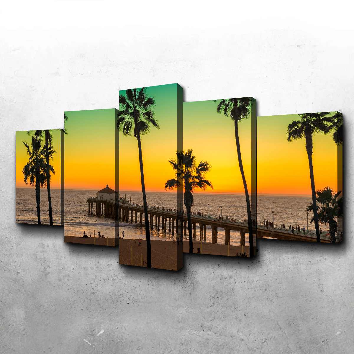 Palm Trees and Pier on Manhattan Beach Wall Art