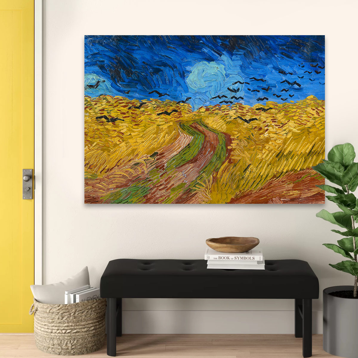 Korenveld met kraaien Wall Art