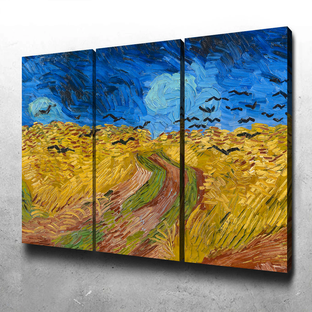 Korenveld met kraaien Wall Art