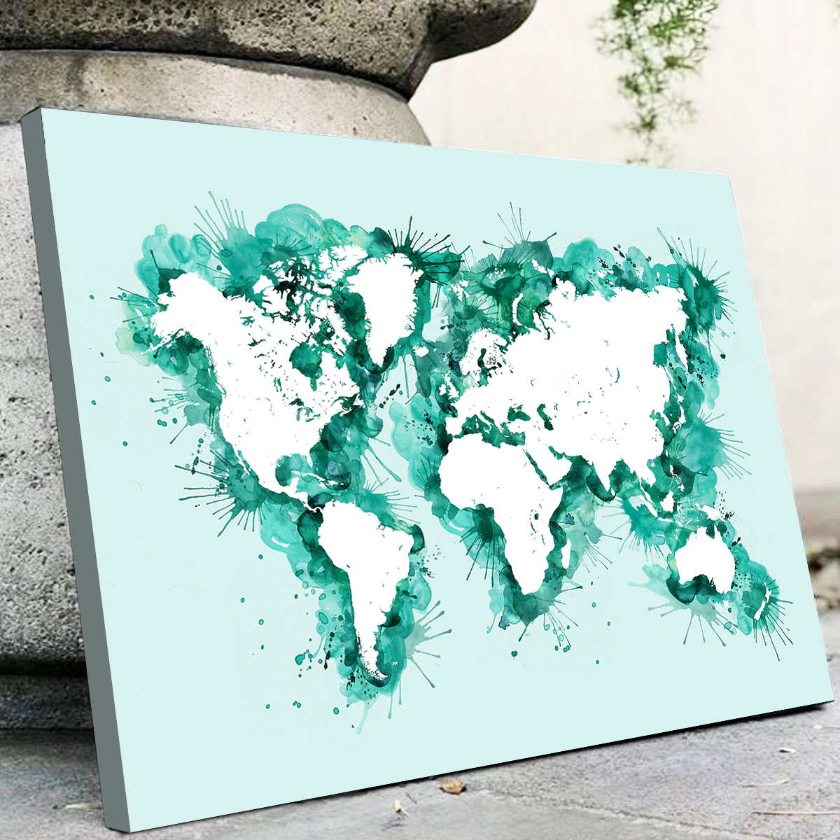 Green Splatter World Map