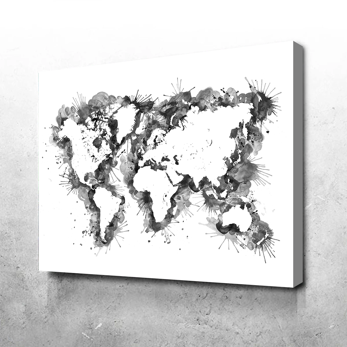 Grey Splatter World Map
