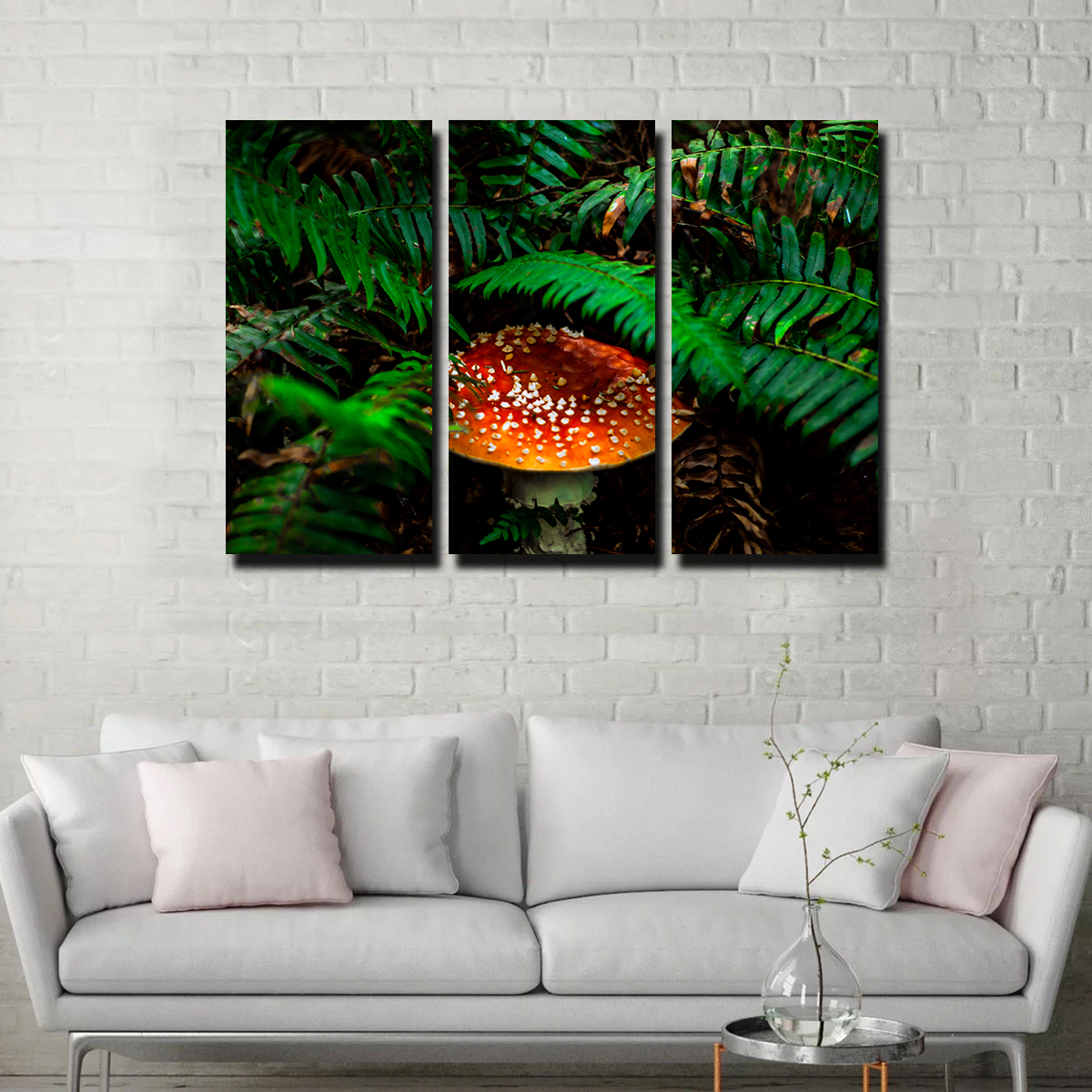 Mushroom and Ferns Wall Art