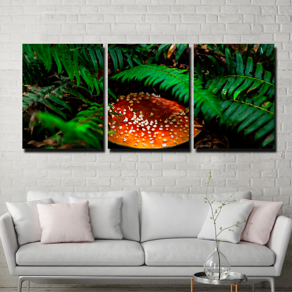Mushroom and Ferns Wall Art