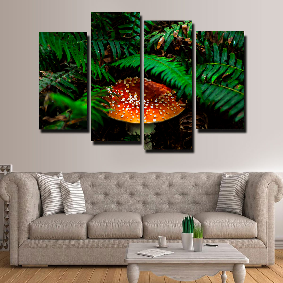 Mushroom and Ferns Wall Art
