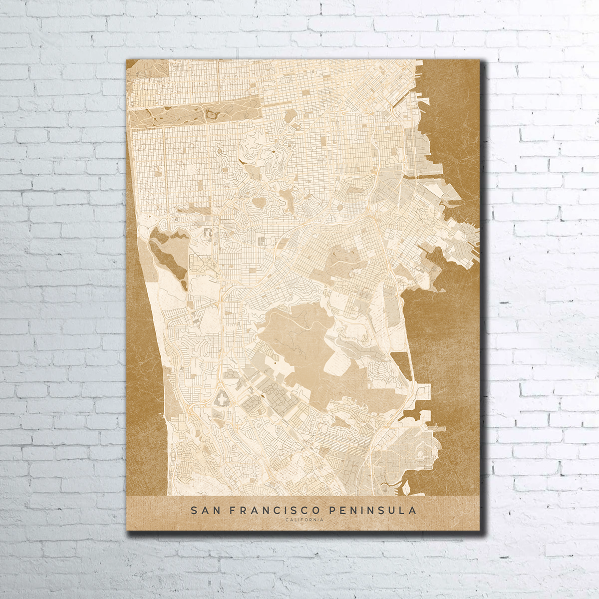 Sepia San Francisco Peninsula Wall Art