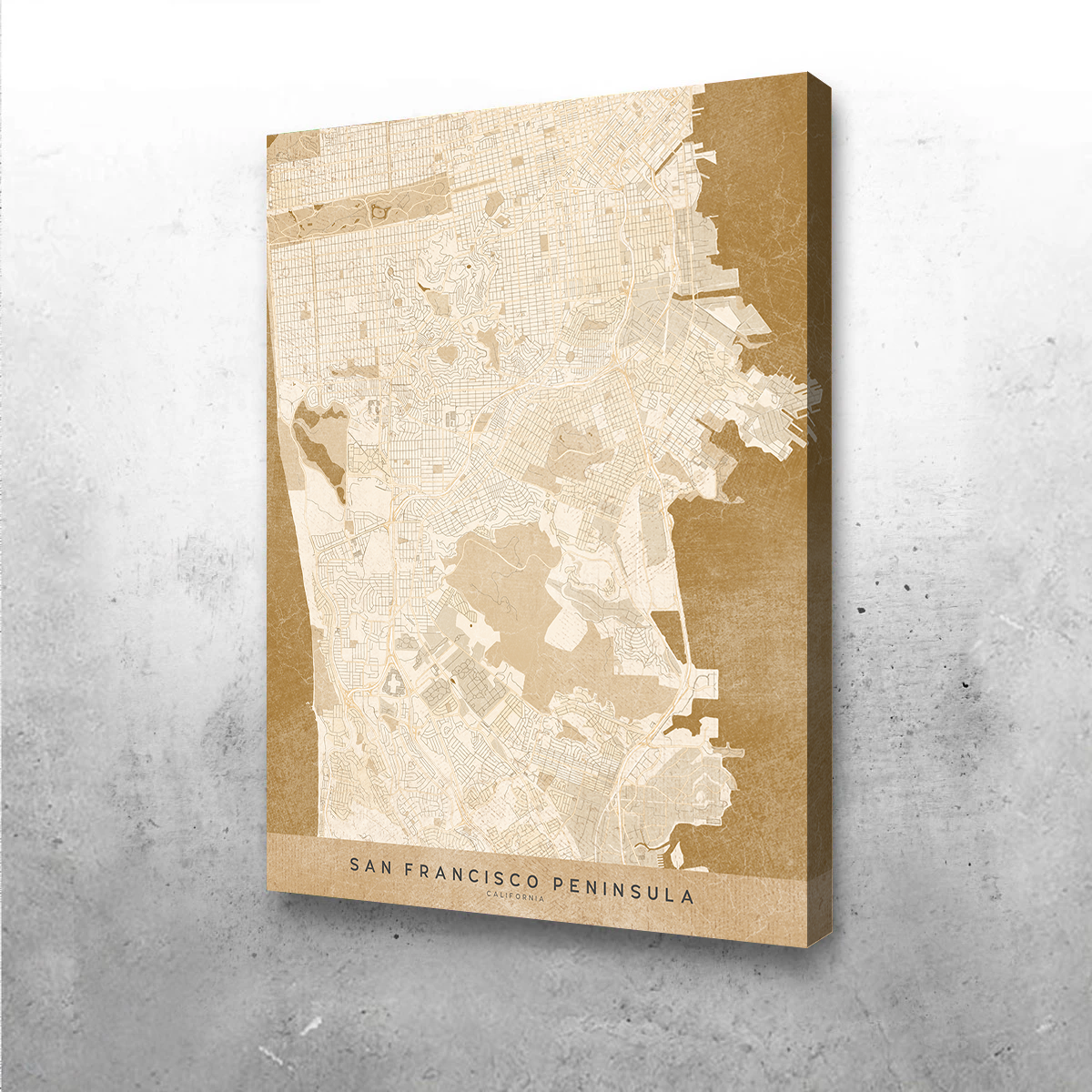 Sepia San Francisco Peninsula Wall Art
