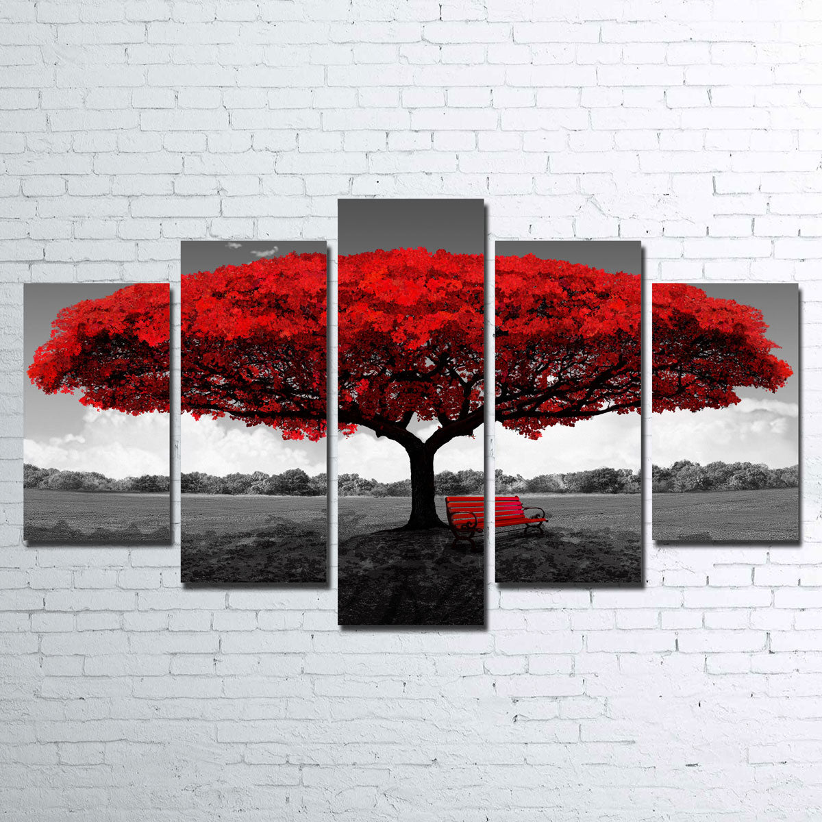 Red Tree 5 Piece Canvas Set