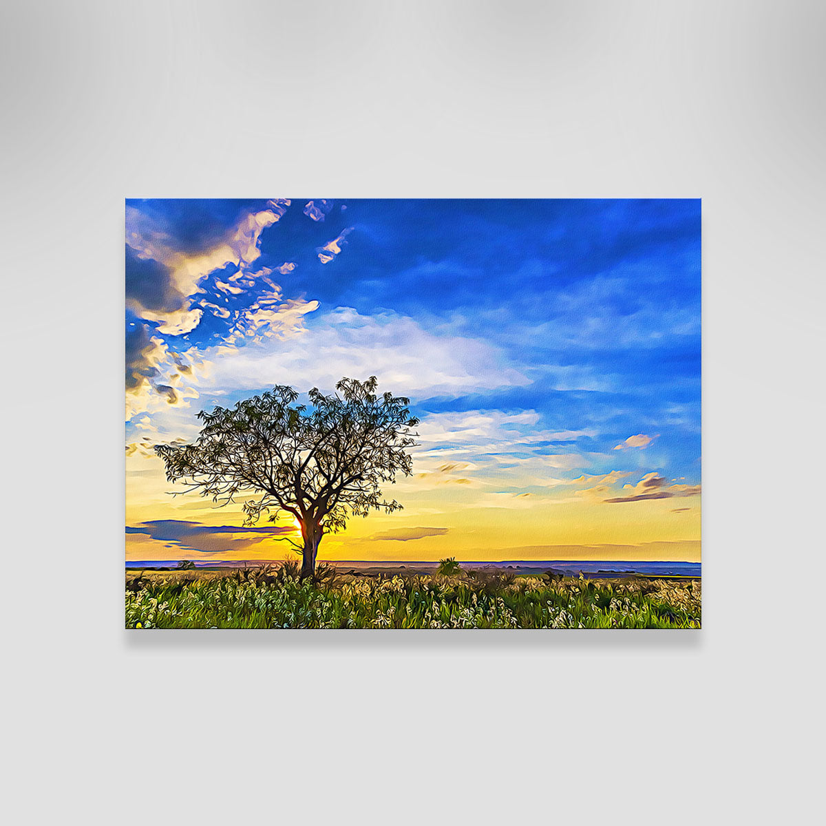Solitary Tree At Sundown Wall Art