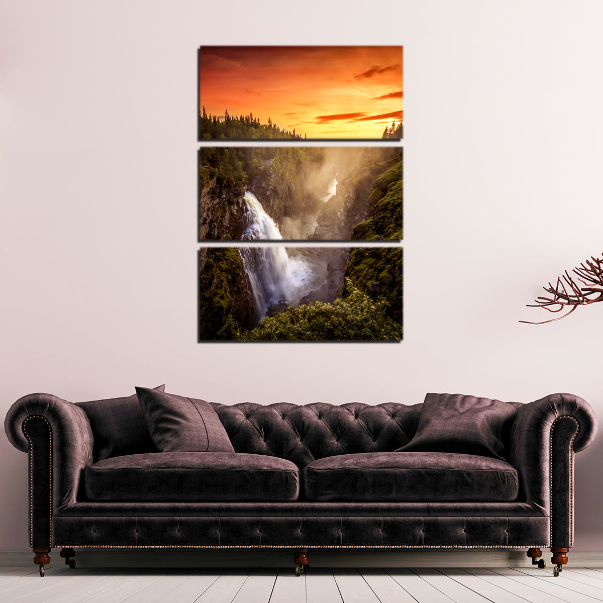 Sunset Waterfall Wall Art