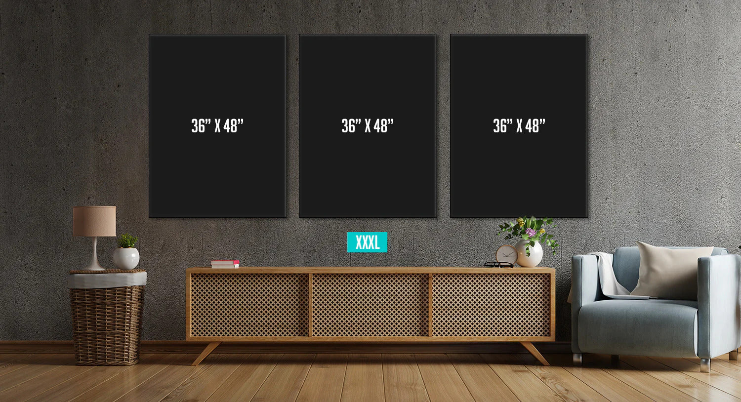 Massive Three Piece Canvas Print Sizing Guide